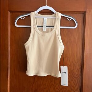 ALO Yoga Women's Beige Ribbed Tank Top